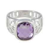Tereza Purple Solitaire Gemstone Ring in Sterling Silver Amethyst Purple